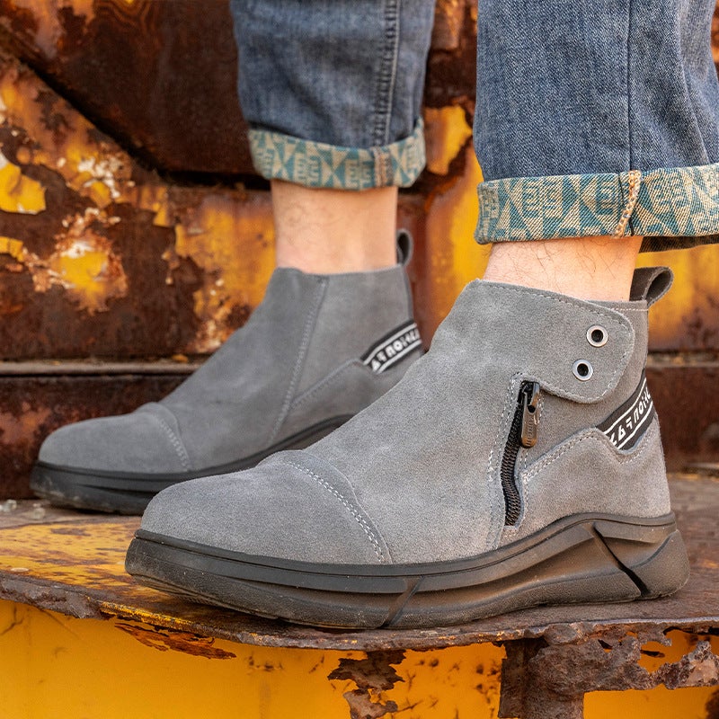 Slip-On Mid-Cut Anti-Scalding Welding Safety Shoes, Anti-Smash And Anti-Puncture Safety Shoes, Non-Slip And Wear-Resistant Safety Shoes - Image 2